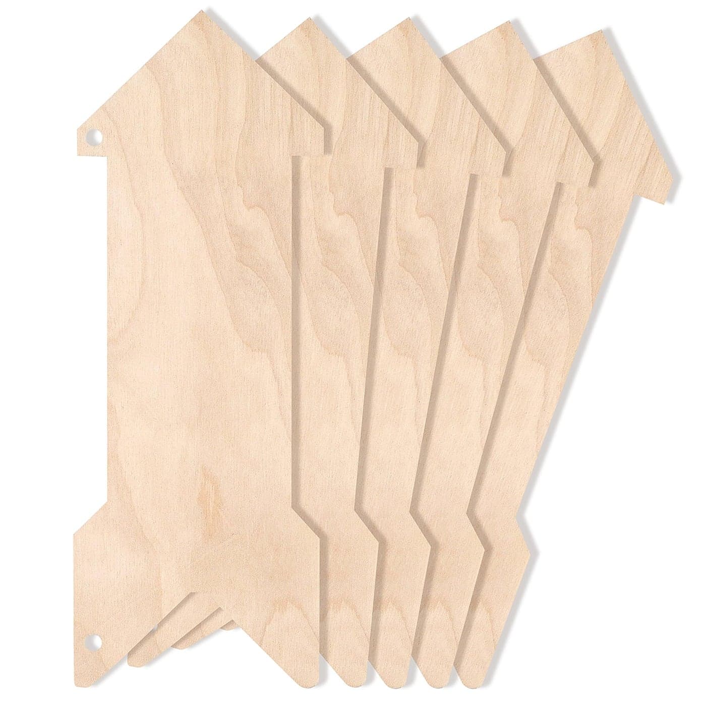 Creative Deco 5 x Wooden Pendant BowArrow Dart Sign 30 x 11 cm Unpainted Blank Plywood Cutouts Perfect for Paint Gift Arts Crafts DIY Projects Pyrography Decoupage Decoration