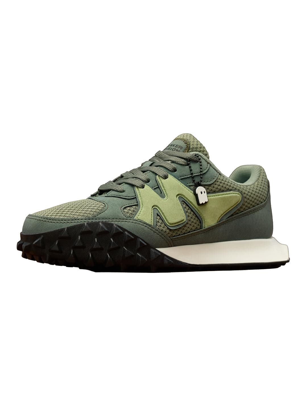 The Souled Store Souled: Outlast Men and Boys Low Top Sneakers | Olive Green & Grey Retro Trainer with Breathable Mesh, EVA Midsole & Durable Outsole
