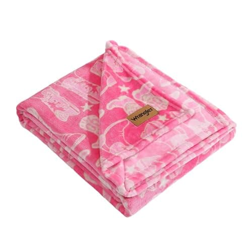 Wrangler - Throw Blanket, Super Soft Premium Plush Bedding, Western Luxurious Bedding, Yellowstone Inspired, Oeko-Tex Certified (Knockin Boots Pink, 50 x 60)