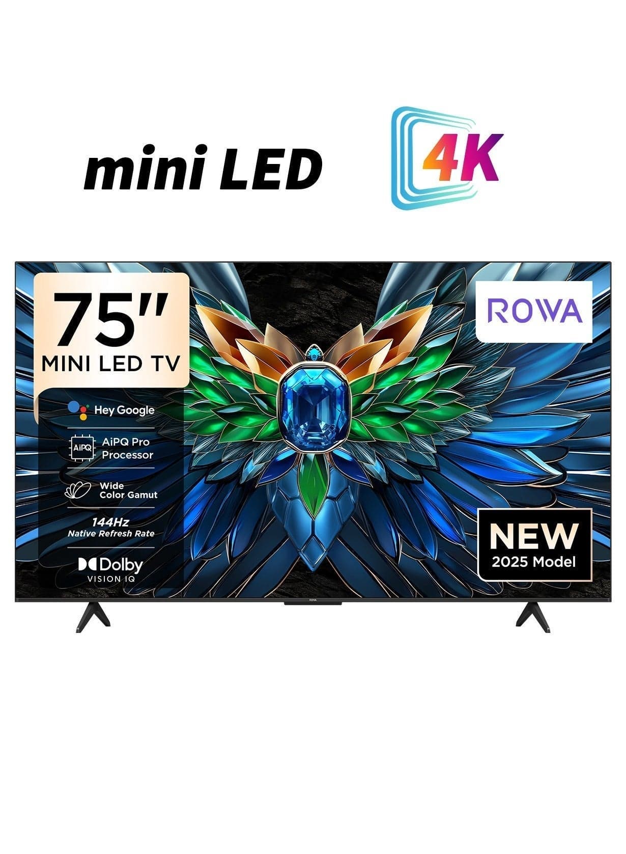 75-Inch 4K Mini-LED Smart TV | Google TV | Colorful Quantum Crystal Display | 144Hz Native Refresh | HDR10+ | Dolby Atmos & Vision IQ | AiPQ Pro Processor | Game Master - 2025 Model (International Version) 75R85 Black