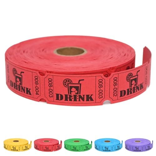 ESSENTIAL 1000 Raffle Tickets Rolls Drink Tickets Single Roll for Events Leisure Movie Watching Entertainment Class Reward Prizes Red 5 Color Selection