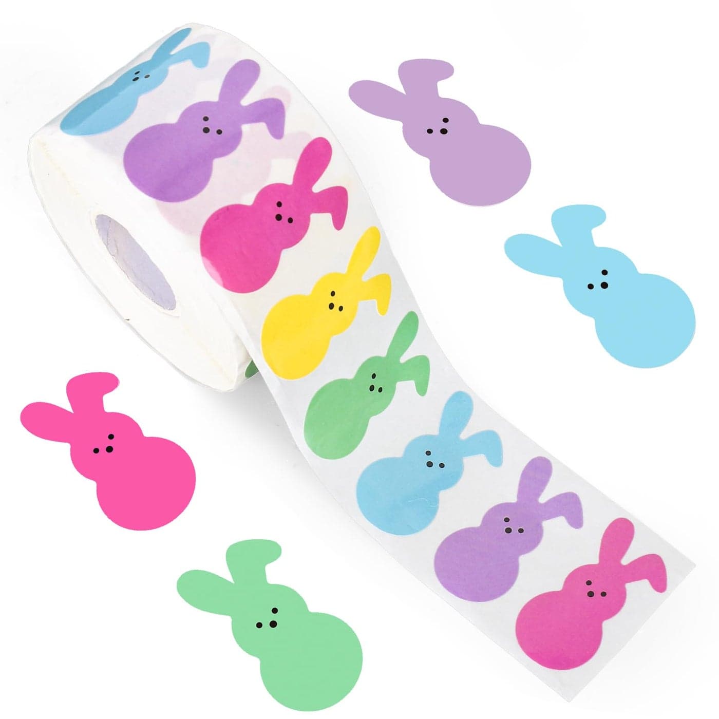 Whaline 1000Pcs Colorful Bunny Stickers Easter Bunny Stickers in Roll Rabbit Pattern Label SelfAdhesive Stickers for Easter Holiday Party Boxes Cards Seal Envelopes 5 Colors