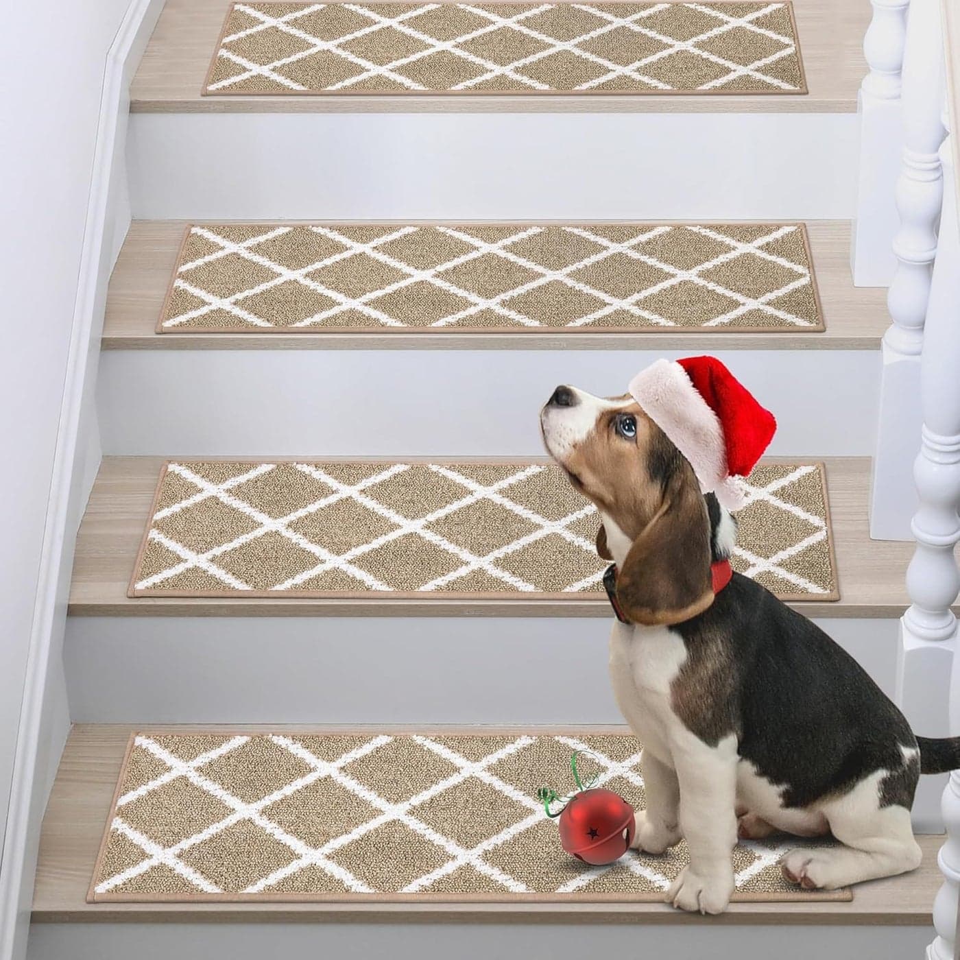 COSY HOMEER Edging Stair Treads NonSlip Carpet Mat 28inX9in Indoor Stair Runners for Wooden Steps Stair Rugs for Kids and Dogs 100 Polyester TPE Backing 10pcsTaupe