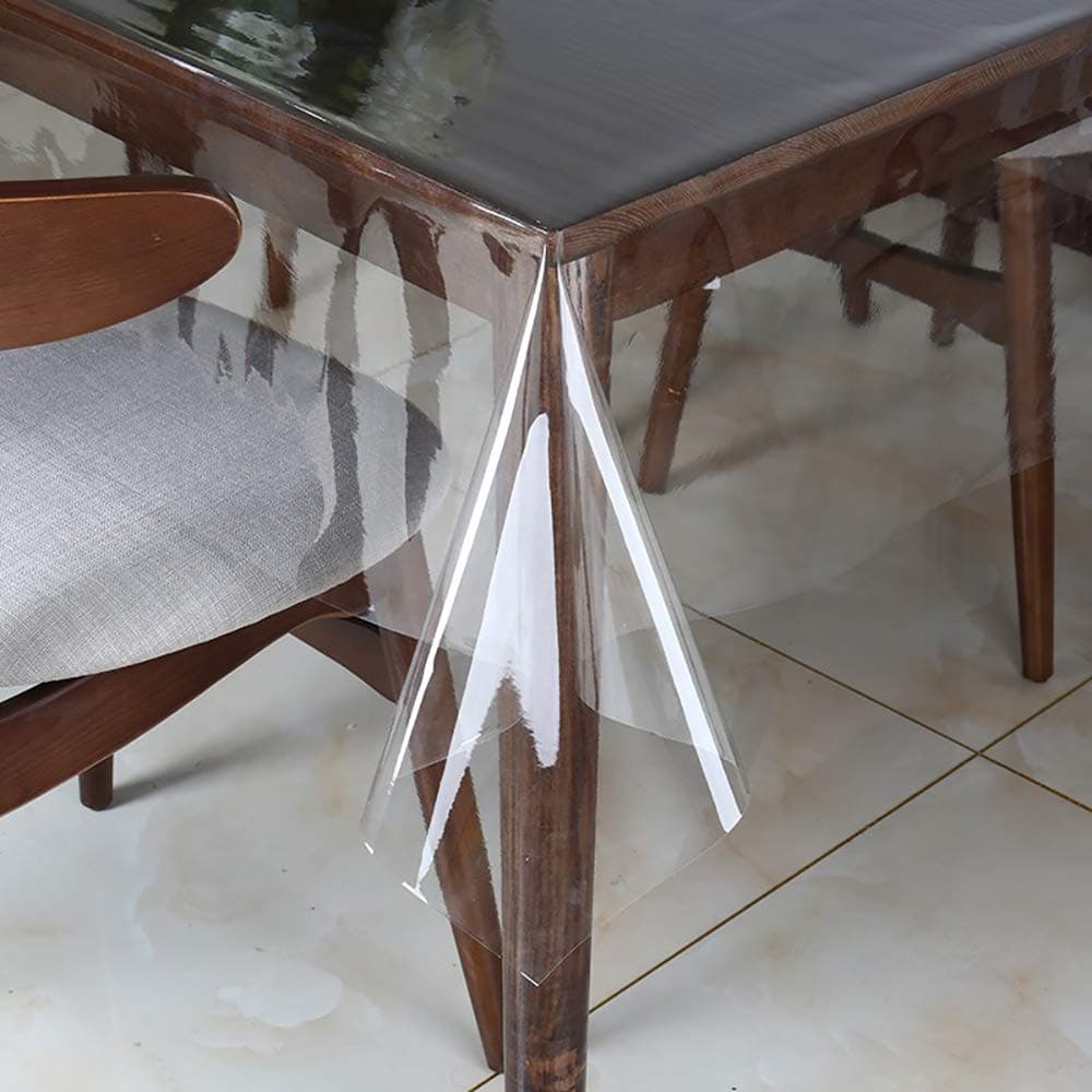 Walrus Clear Vinyl Tablecloth Protector WaterproofOilProof Rectangle Plastic Transparent Sheet Table Cover 54X120 Inch