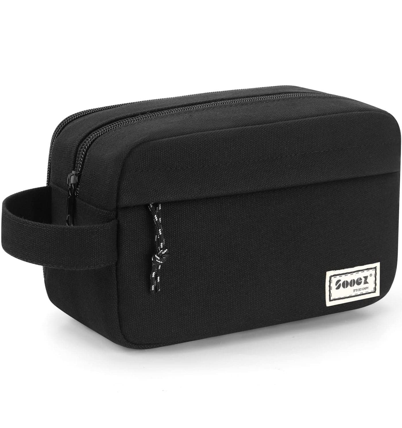 Sooez Big Capacity Pencil Case Upgraded Canvas Pencil Pouch Large Pencil Bag Organizer Separate Compartments Easy Grip Handle Aesthetic Supply for School Teens Adults Black Pen Case