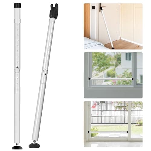 JSungo 2-in-1 Sliding Door Security Bar, Upgrade Door Stoppers Security, Heavy-Duty Door Jammer Door Stopper for Sliding Window, Adjustable Door Jammer for Home, Apartment, and Hotel, White, 1 Pack