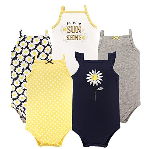 Hudson Baby Unisex Baby Cotton Sleeveless Bodysuits, Daisy, 18-24 Months