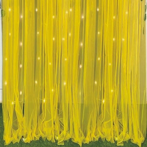 Lazybeee Elegant Net Backdrop Cloth | Net Curtain for Decorate Perfect For Haldi, Anniversary Valentines Day | Canopy Net | Lightweight, Durable, Easy to Hang | Ideal for Photography & Events (Yellow)