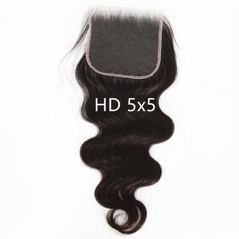 ZigZag Hair HD Lace Closure Body Wave Pre Plucked Natural Hairline with Baby Hair Brazilian Virgin Human Hair Swiss Lace Frontal Closure Free Part 14 Inch Body Wave