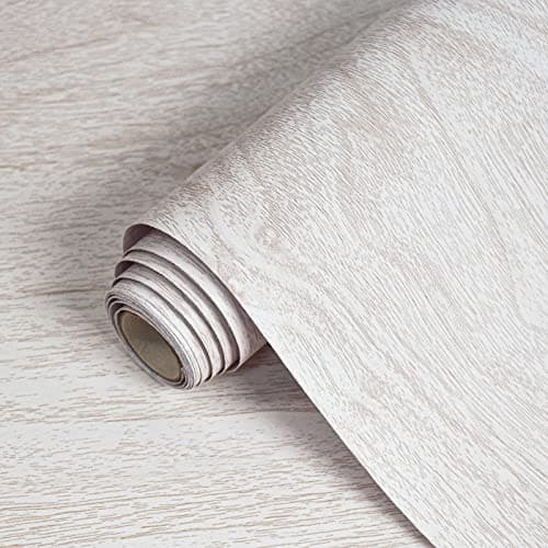 Lativo White Wood Contact Paper for Cabinets and Drawers Wood Grain Peel and Stick Wallpaper for Furniture Table Shelf Liner Self-Adhesive Wallpaper Vinyl Waterproof Easy to Install/Clean 18inW 197inL