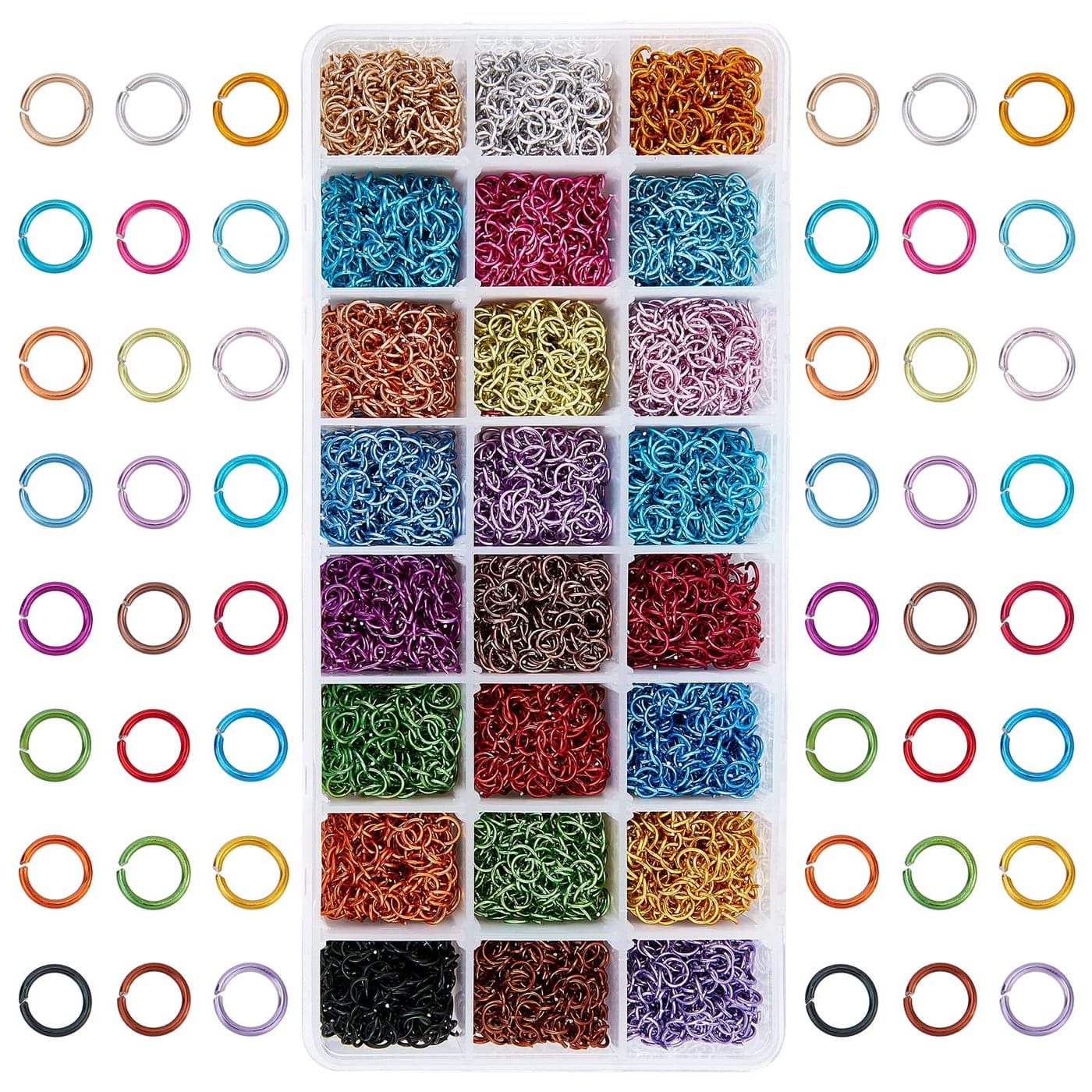 PH PandaHall 8400pcs Aluminum Open Jump Rings 6mm Chainmail Rings Open Jump Rings 24 Color Jewelry Findings for Choker Necklaces Bracelet Earring Chain Maille Jewelry Making