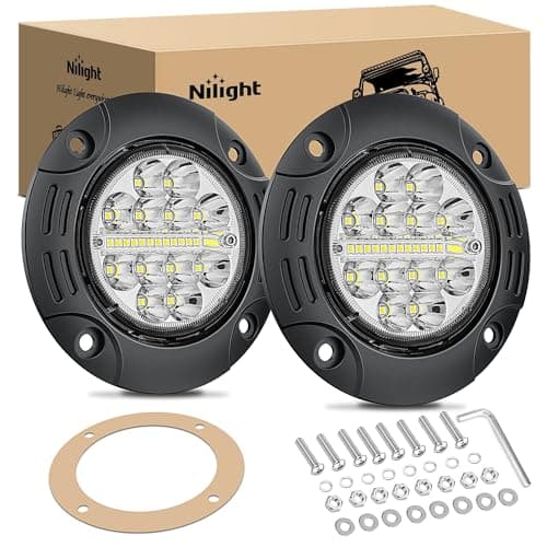 Nilight Flush Mount LED Light Pods 2PCS 5 Inch 36W Upgraded Spot Flood Combo Beam Round Driving Light Fog Light LED Work Light Backup Light Bumper Lights for Offroad 4x4 Truck SUV