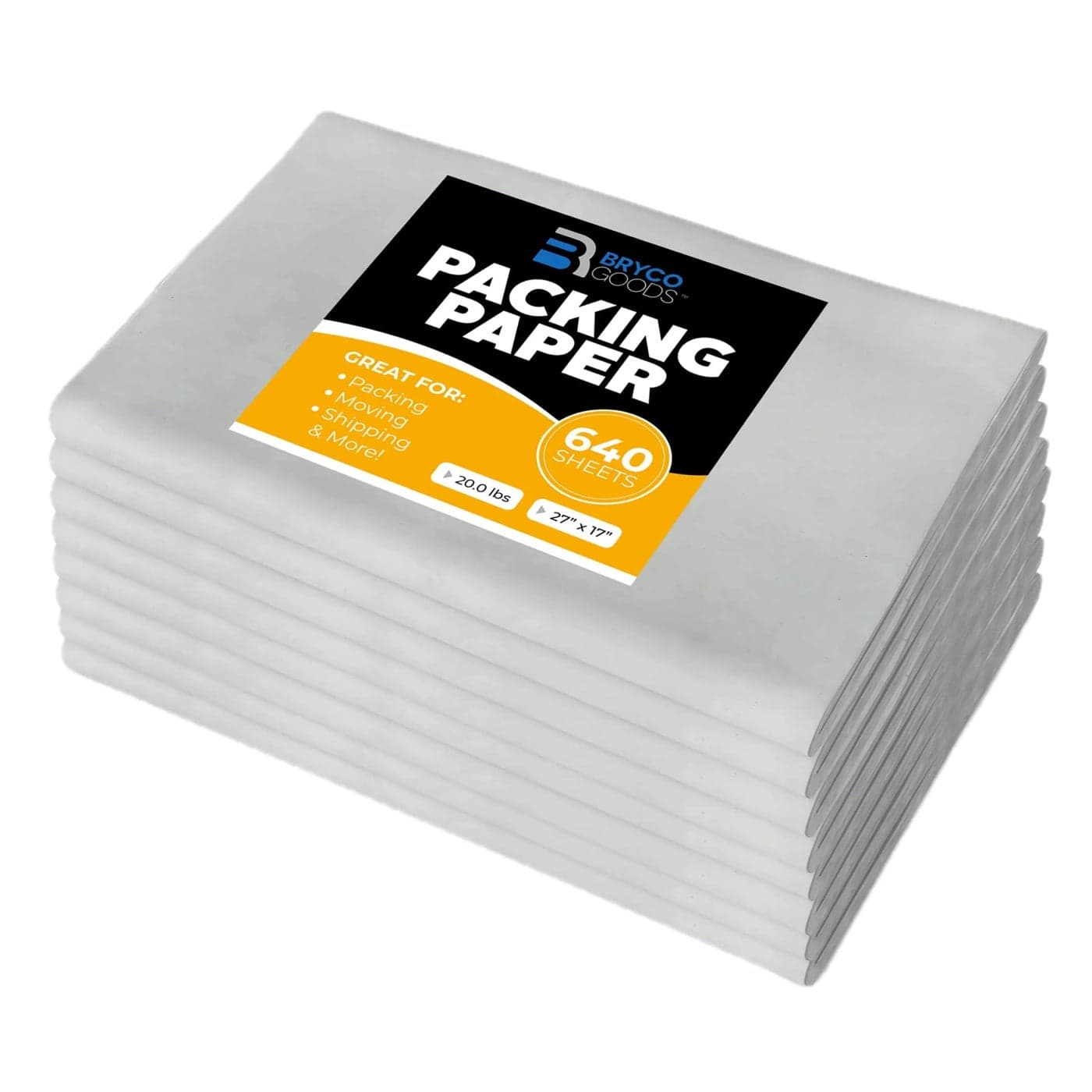 Bryco Goods Packing Paper Sheets for Moving 20lb 640 Sheets of Newsprint Paper Must Have in Your Moving Supplies 27 x 17 Made in USA