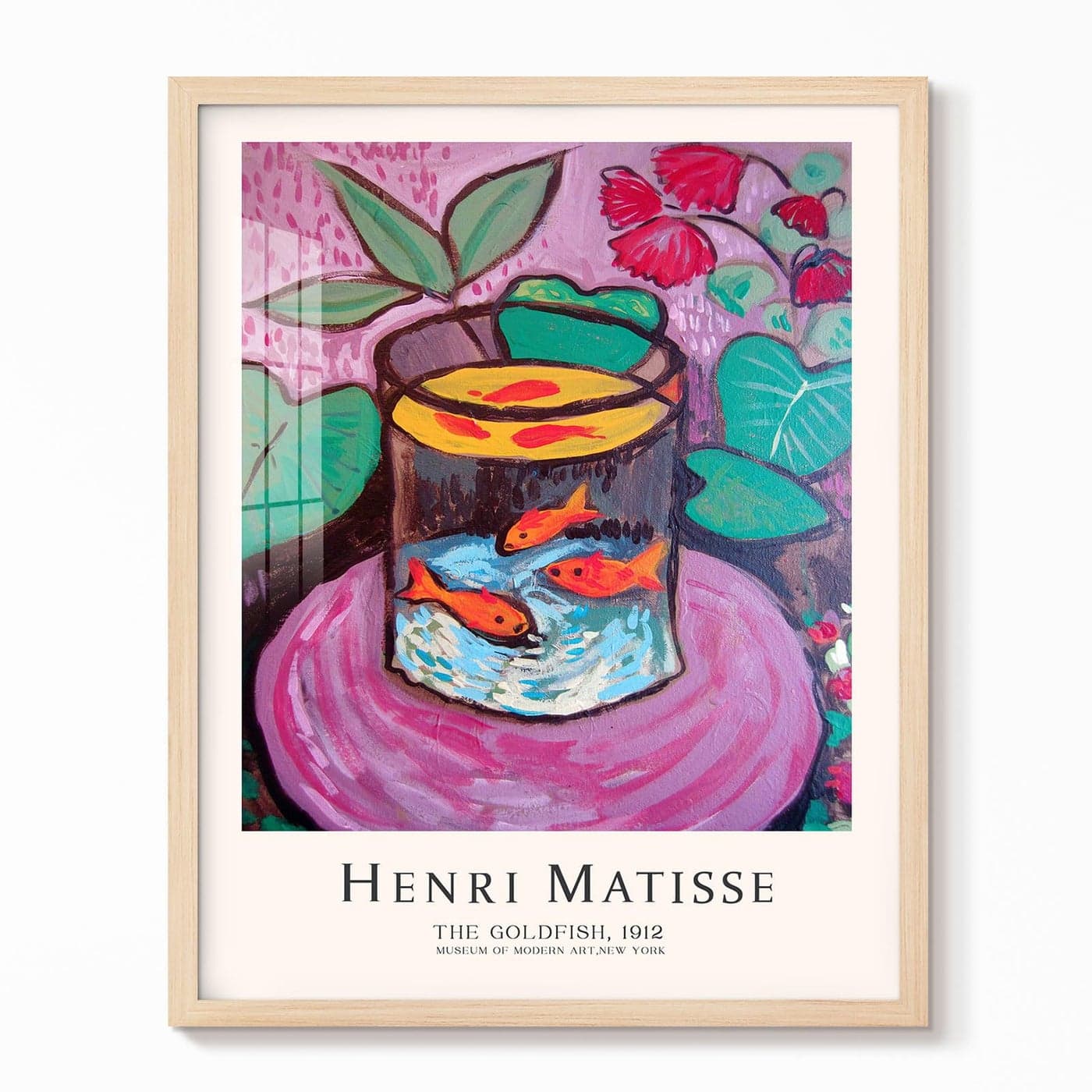 Henri Matisse Wall Art Matisse Goldfish Poster Abstract Art Exhibition Picture Matisse Floral Paintings Aesthetic Room Decor Framed for Living Room Bedroom Bathrooom Home Office Decoration 8x10 Inch