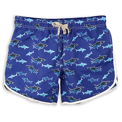 Fashion Women's Board Shorts Quick Dry Swim Trunks Swim Big Pants Shark Printing Surf Shorts Couple Summer Walking wear Black (XS Size, Fishes-Blue)