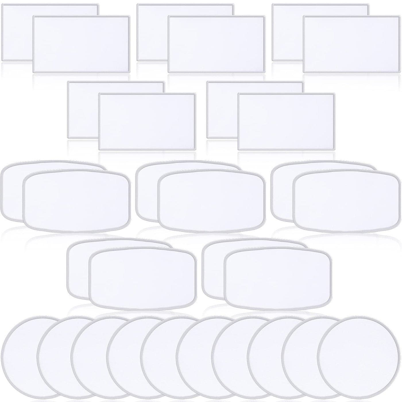 30 Pieces Sublimation Patches Fabric Ironon Blank Patches 3 Shapes Repair Embroidery Sublimation Blank Hat Embroidery for DIY Crafts Caps Clothes Shoes Bags Backpacks UniformsWhite Frame