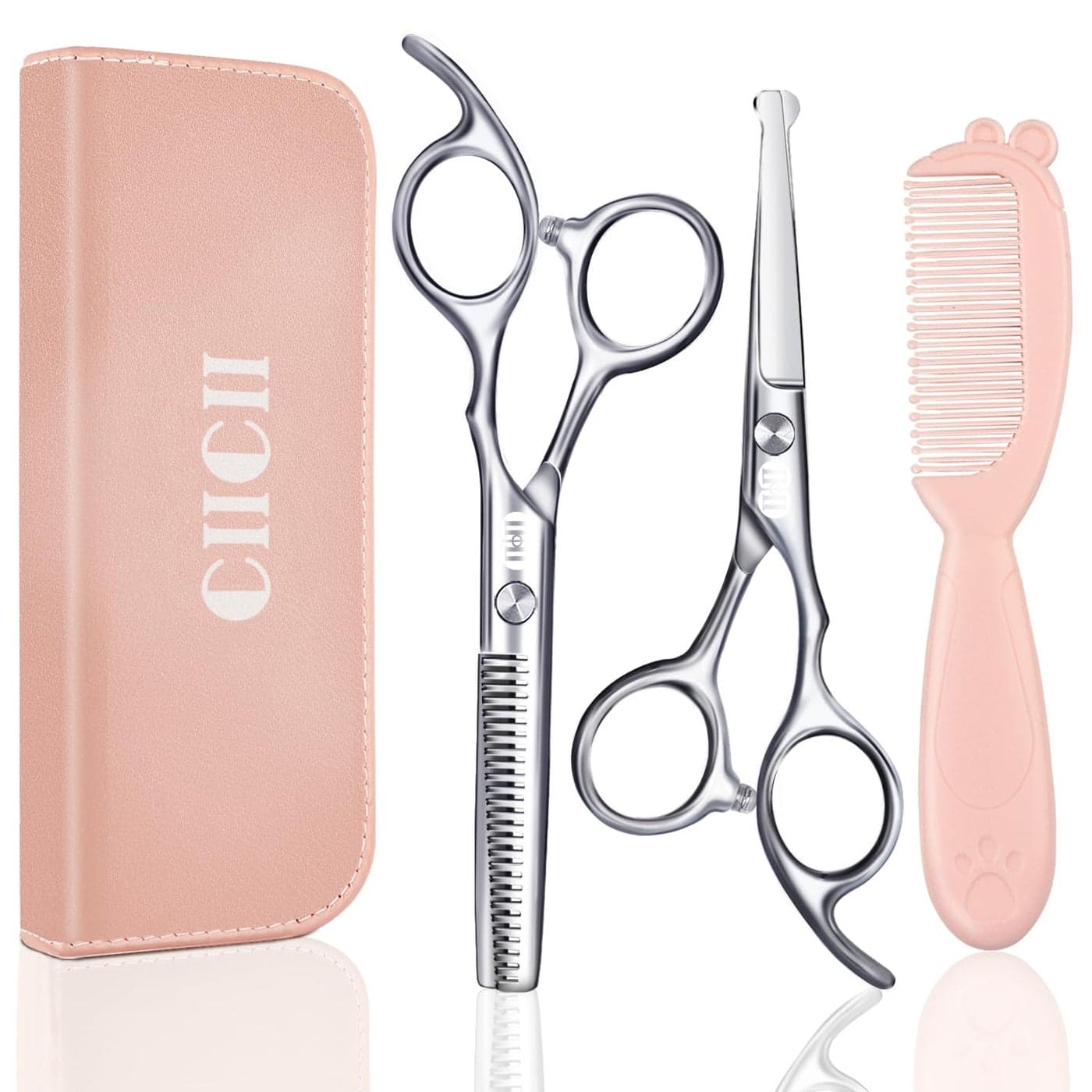 CIICII Kids Hair Cutting Scissors Shears Kit Safety Round Tip Hairdressing Scissors Set Hair Trimming Grooming Thinning Shears for Baby Toddler Children Hairdresser Home Salon Barber Haircut Kit