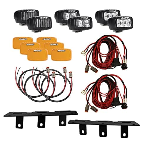 RIGID 46731 Triple SR-M Fog Light Bumper Mount KIT - FITS 2021 Ford Bronco Full Size, Includes 6 RIGID SR-M LED Lights.