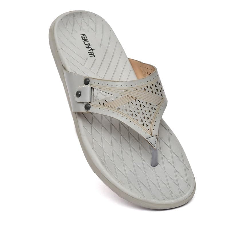 HEALTH FIT Super Soft Ortho Care Bounce Back Anti-Skid Doubleu Flip-Flops For Women's/Grils-Slippers/Doctor Chappal & Footwear-Women's/Girls 06-GY UK-7, Grey