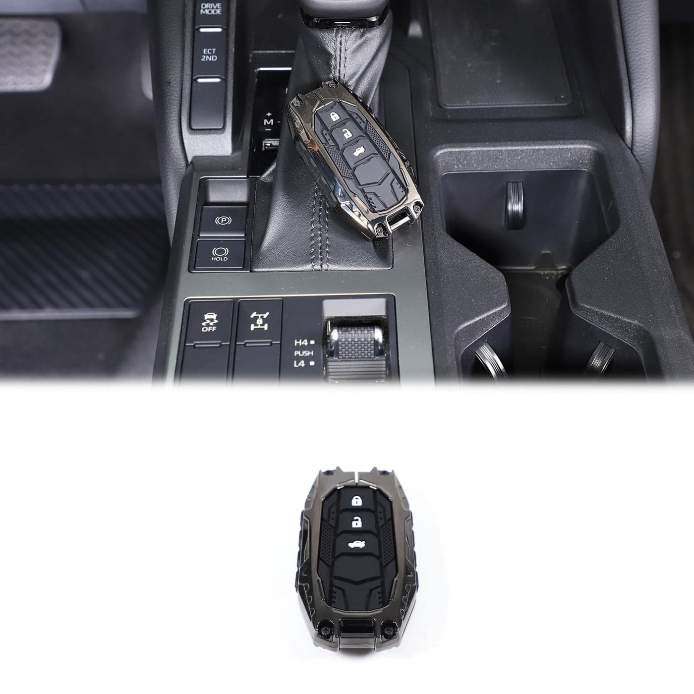 Heutamo Key Fob Cover Compatible with Toyota Land Cruiser 250 Prado J250 LC250 2024 2025 Accessories Zinc Alloy Protection Key Fob Case Cover Black