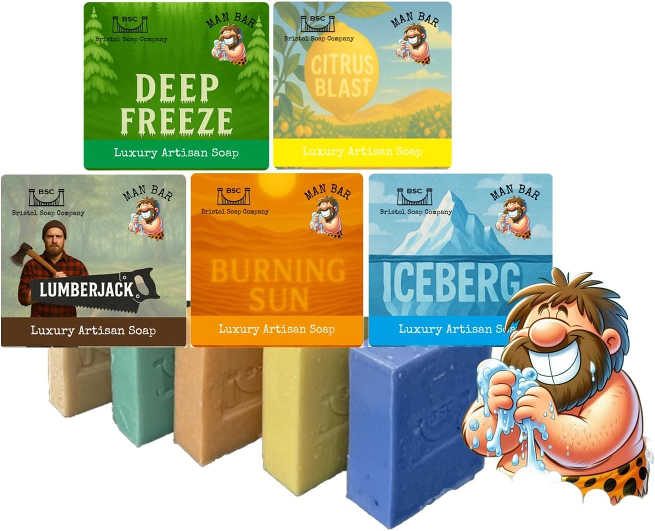 Bristol Soap Company Luxury Artisan Soap Man Bar Pack 5 Masculine Handmade Essential Oil Soaps Shea Butter Coconut Oil CrueltyFree Vegan Gift Set