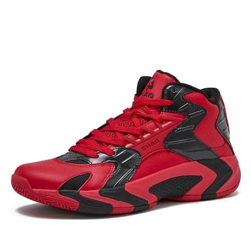 SHAQ Devastator 2.0 High Top Basketball Shoes for Men, Indoor or Outdoor Court Basketball Mens Sneakers - Black, White, Green or Blue Size 8 to 13 - Red/Black, 10 Medium