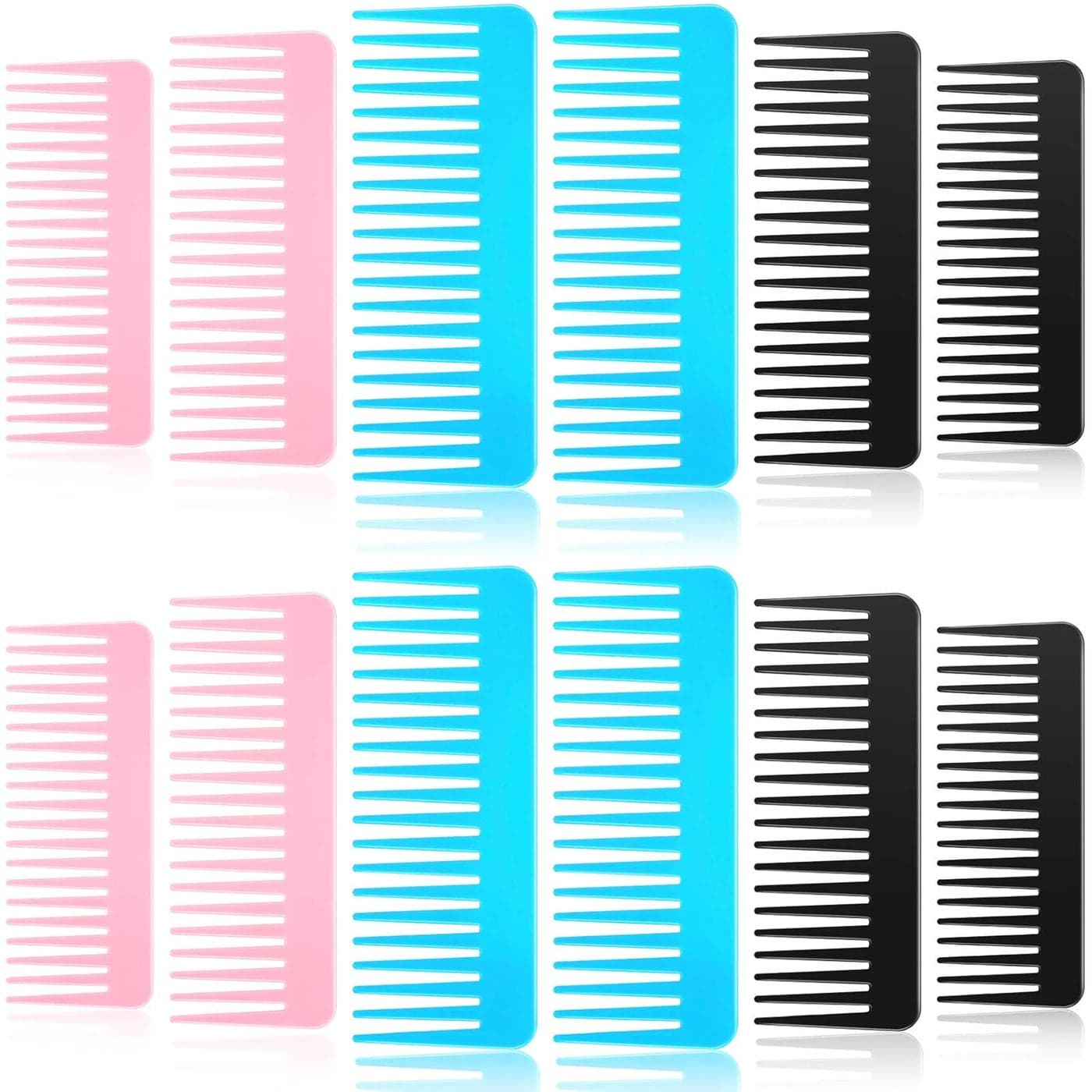 Patelai 12 Pcs Wide Tooth Hair Detangling Comb Large Wet Dry Hair No Handle Detangler Styling Shampoo Comb for Thick Long CurlyFresh Color