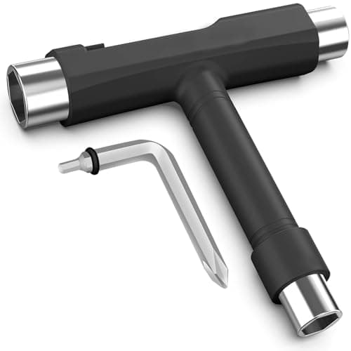 Coeweule Professional Skate Tools, All-in-One Multi-Function Portable Skateboard T Tool with T-Type Allen Key and L-Type Phillips Head Screwdriver for Adjust Skateboards, Roller Skates, Longboards