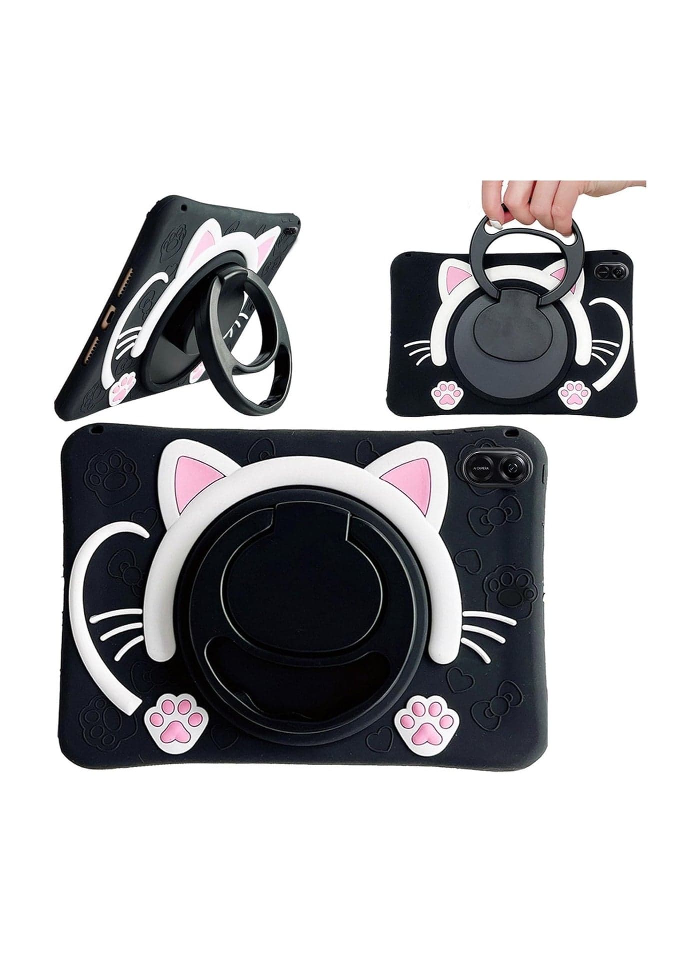 Case Compatible Honor Pad X9 Tablet 11.5 inch 2023 Case, Cute Cat Kids Case with 360° Swivel Grip Stand Shockproof Rugged Heavy Duty Kids Tablet Case