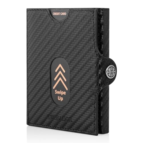 TRUSADOR Valencia Unisex Leather Wallet Small Compact Front Pocket RFID With Coin Pocket Wallets (With Coin Pocket, Carbon)