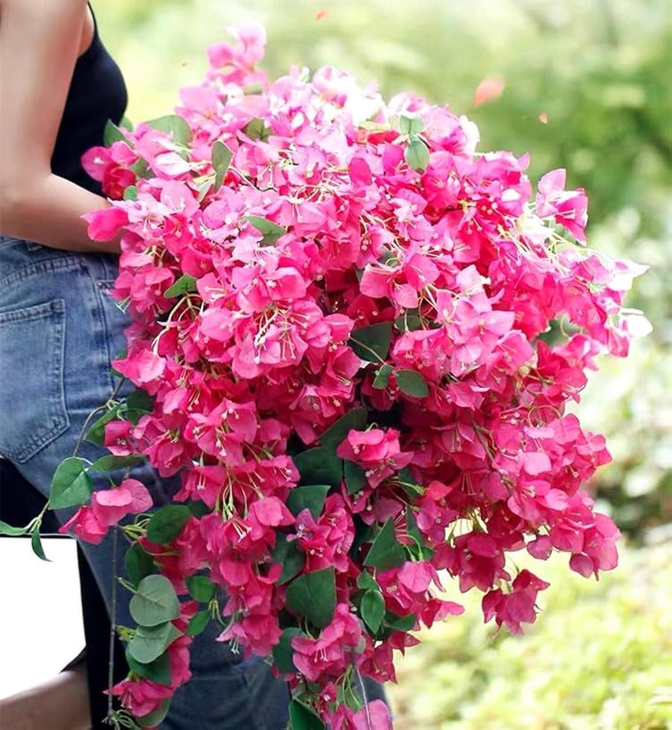Pack of 20Pcs Artificial Bougainvillea Flowers Silk Floral Stems Hanging Bougainvillea Vines for Wedding Home Decoration Table and Vase Decor 305 inch Hot Pink