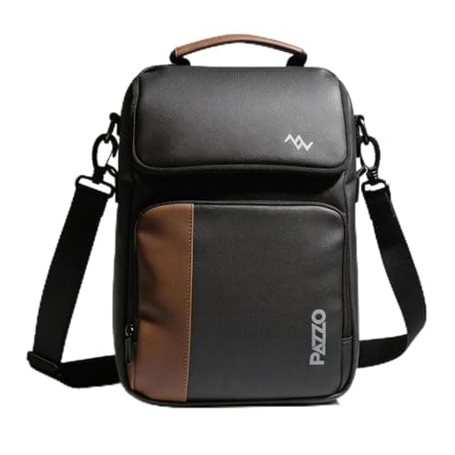 PAZZO PU Leather Premium Professional Messenger Bag | Upto 14" | Water Resistant| Multiple Organisers|Travel Office Bag for Men & Women| Unisex College Sling Cross Body Shoulder Bag for Boys and Girls