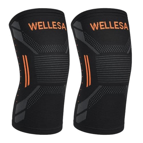 WELLESA NeoGrip 3D Knee Cap with Anti Slip, Knee Support Knee Cap for Men & Women | Pain Relief knee Brace Compression Knee Sleeve for pain relief vericose veins (1 Pair) Size:large