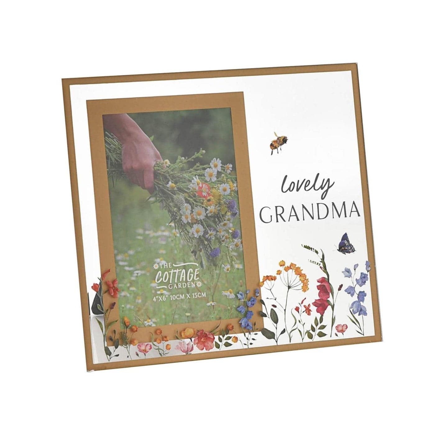 Floral Glass Photo Frame 4 x 6 Grandma