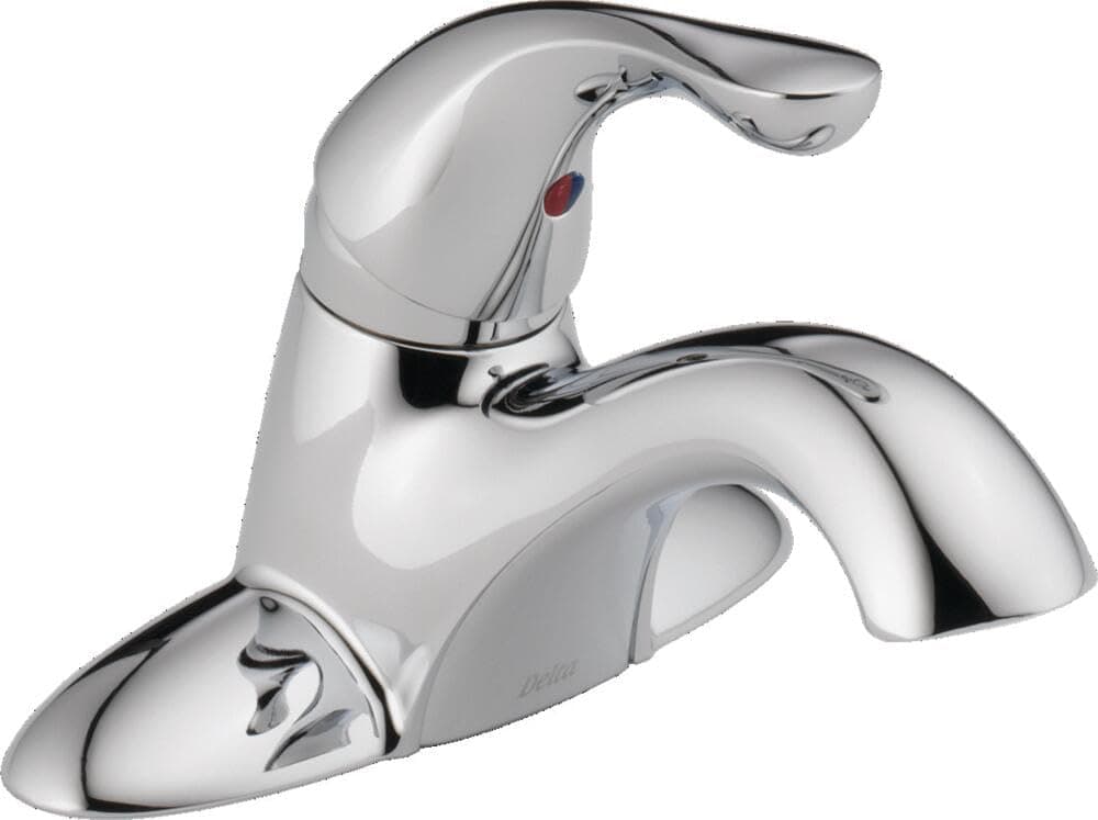 Delta Classic Centerset Chrome Bathroom Faucet, 4 Inch 3 Hole Bathroom Sink Faucet for Vanity, Metal Push-Pop Drain Assembly, Chrome 520-MPU-DST