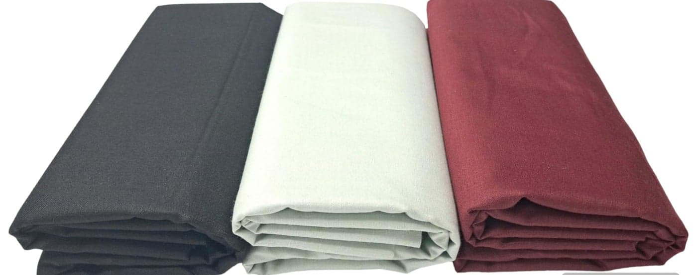 MAMRAJ Men's Solid Premium Unstitched Cotton Blend || 2.5M || Fabric For Shirt ( Formal, Casual Wear.) Set of 3 Shirt (Black - Light Pista - Maroon)