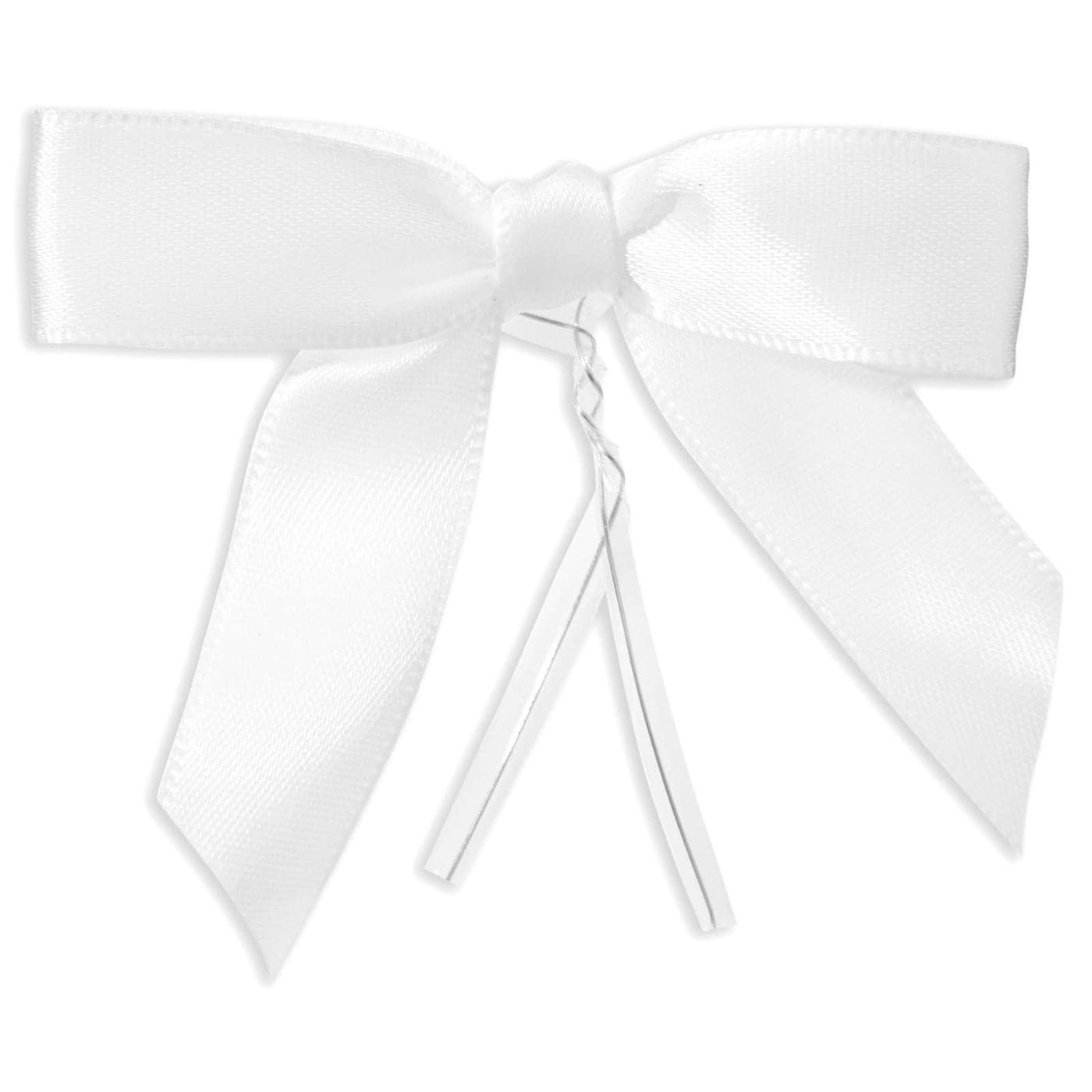Juvale 100Pack Twist Tie Bows White 3 Satin Ribbon Small Bows for Gift Wrapping Treats Party Favors Craft Decoration White Ribbon Twist Ties
