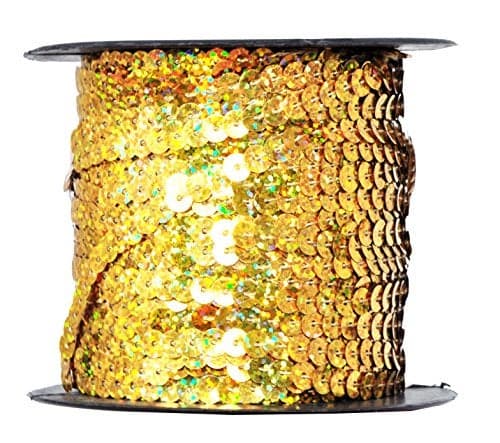 The Mandala Craft Holographic Gold Sequins Roll of Sequins Sequin Trim 100 Yds Strand