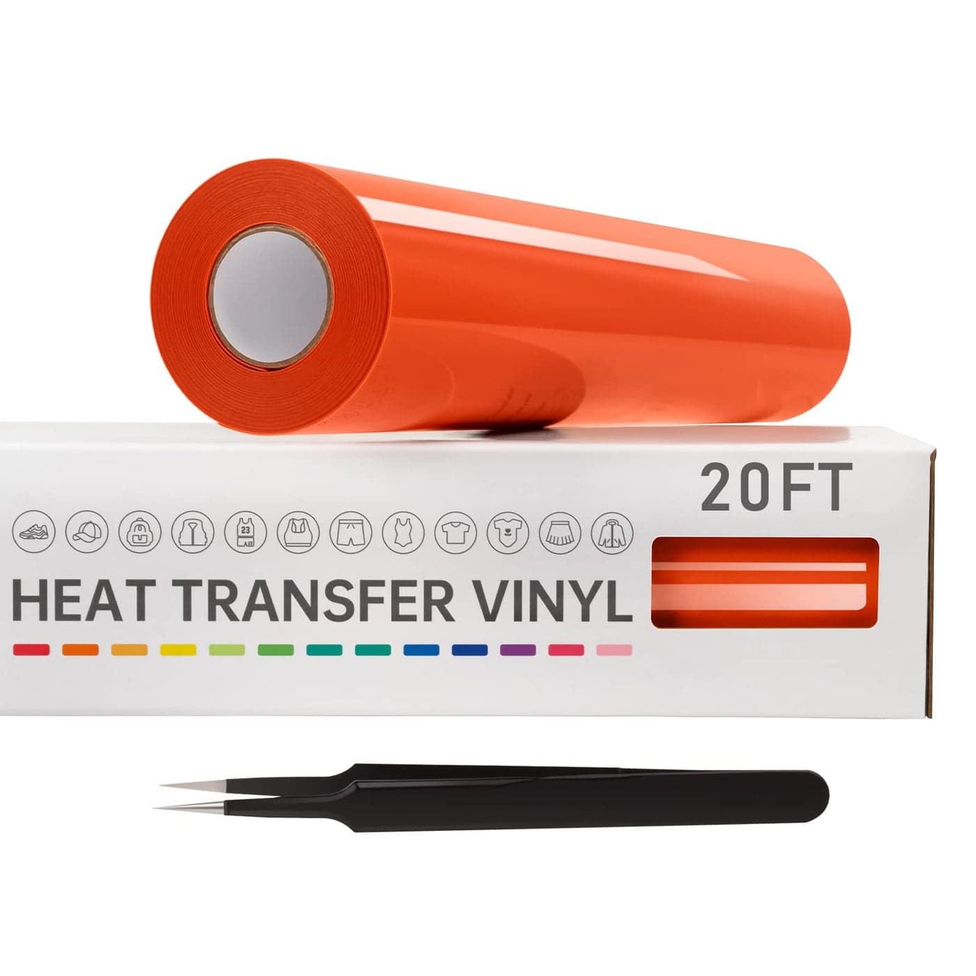 VinylRus Heat Transfer Vinyl12 x 20ft Orange Iron on Vinyl Roll for Shirts HTV Vinyl for Silhouette Cameo Cricut Easy to Cut Weed