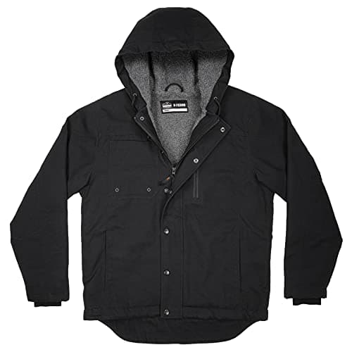 Ergodyne N-Ferno 6468 Heavy Duty Duck Canvas Work Jacket, Water Resistant Workwear, Sherpa Lined, Large Hood Fits Over Hard Hats