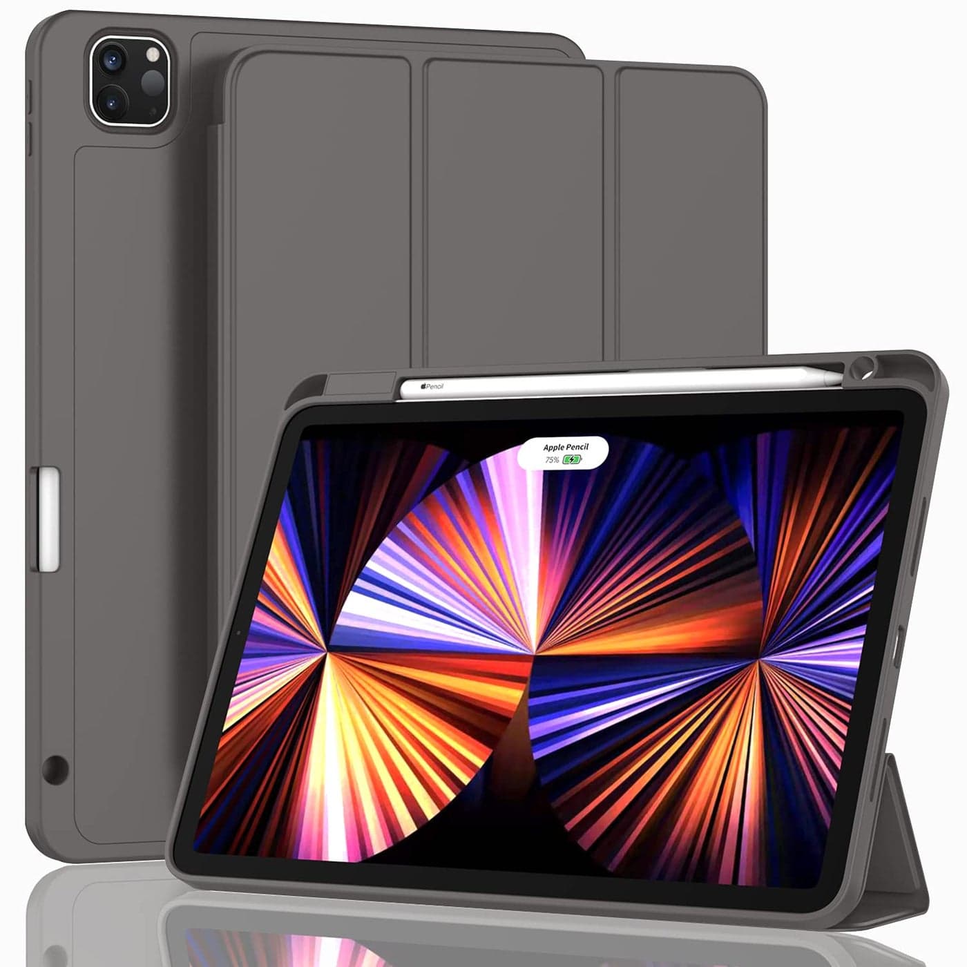 ZryXal New iPad Pro 11 Inch Case 20213rd Gen with Pencil Holder Smart iPad Case Support Touch ID and Auto WakeSleep with Auto 2nd Gen Pencil Charging Space Gray