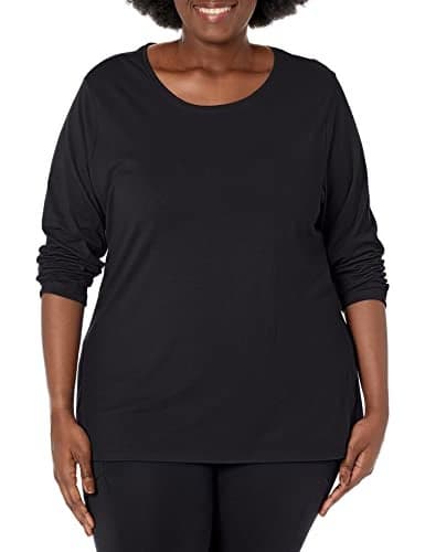 Just My Size Womens Plus Size Long Sleeve Tee Ebony 5X