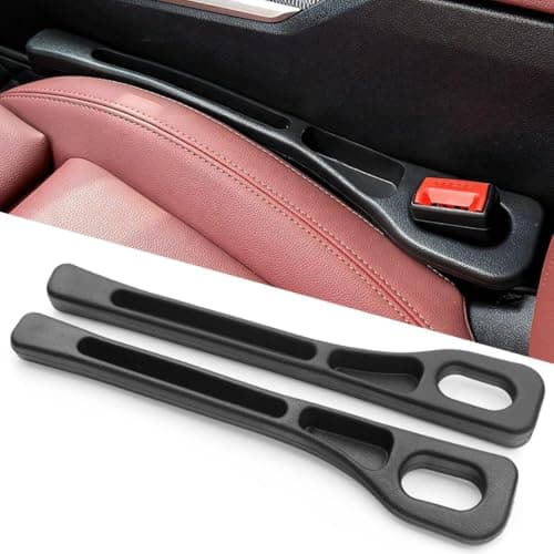 TAZLYN car seat gap Filler 2 PCS Gap filler for car key and mobile organisers smart phone car accessories Between Seat and Console Compatible with Buckle Base Universal Car Seat Gap Filler (Black)new