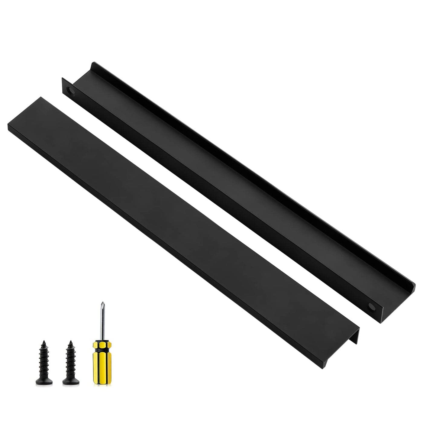 Ravinte 6 Pack Finger Pulls for Cabinets 300mm1181 Length Black Edge Pulls Matte Black Finger Cabinet Concealed Handles for Kitchen Drawer Tab Handle