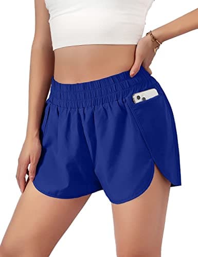 Blooming Jelly Women's Quick-Dry Running Shorts Gym Workout Sports Athletic Shorts with Pocket 2025 (Large, Neon Blue)