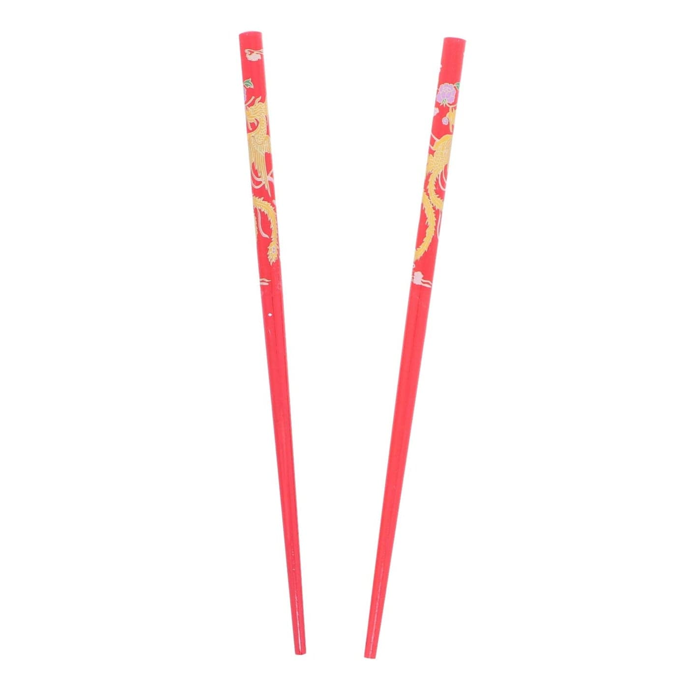 Set of Wooden Hair Sticks With Chinese Dragon Chopsticks Red Medium