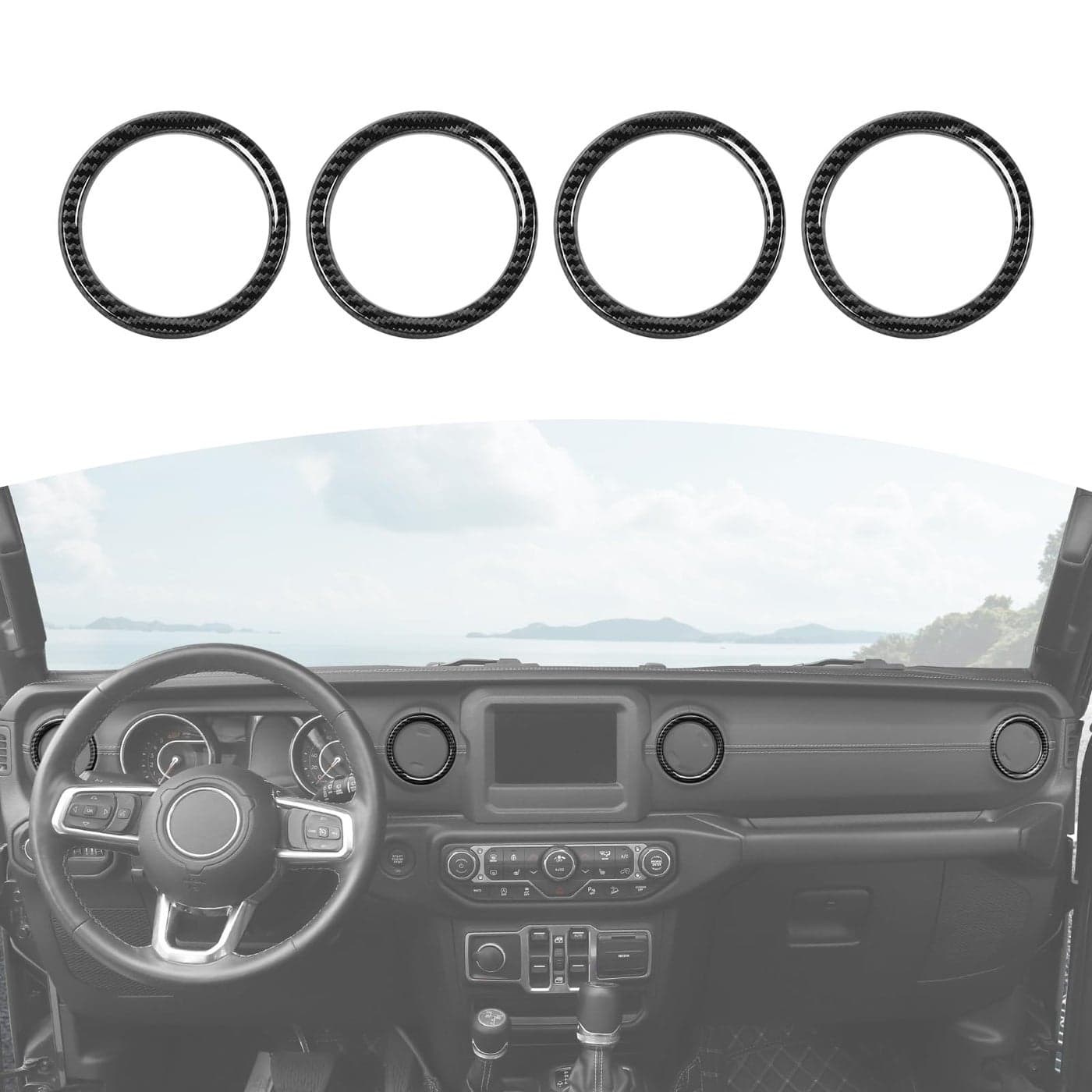 RTTCZ for Wrangler JL Dash Air Vents Cover Trim Stickers Carbon Fiber for Jeep Wrangler JL JLU Gladiator JT 20182023 Carbon Fiber Interior Accessories 4pcs