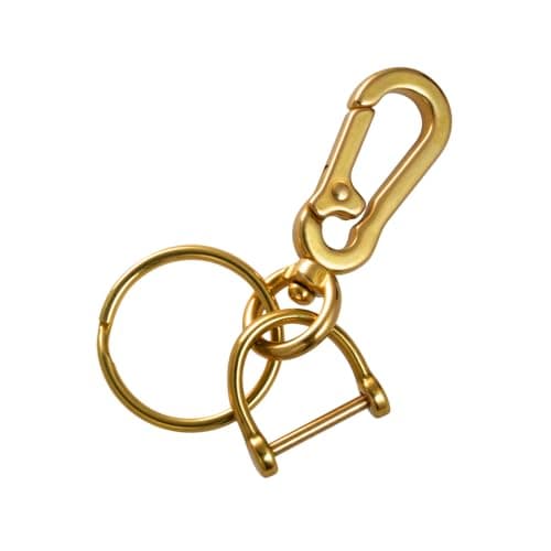 Dilidou Carabiner Keychain Clip, Brass Key Fob Keychain with D Ring and Key Ring, Gold, for Men and Women