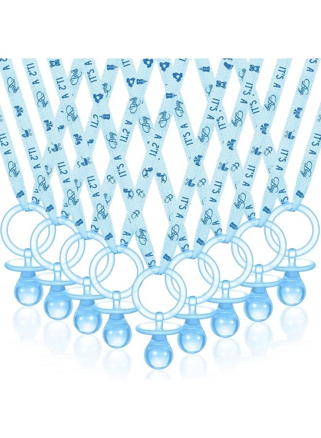 Coume 60 Pieces Baby Shower Pacifiers Necklace Acrylic Baby Pacifiers Party Favors Pacifiers Charm Pacifiers Necklace for Girls Boys Baby Shower Party Decorations Table Scatter (Blue)