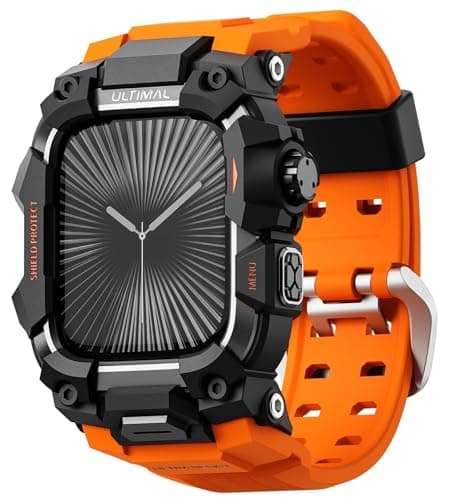 ULTIMAL Rugged Case with Band for Apple Watch 46mmCompatible with Apple Watch Series 1110 Military Grade Shockproof Bumper Cover for iWatch Tactical Band Men Orange 46mm